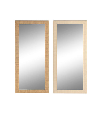 Pair of beige Home ESPRIT wall mirrors with natural wood frames, measuring 74x2x162 cm, suitable for home decor.