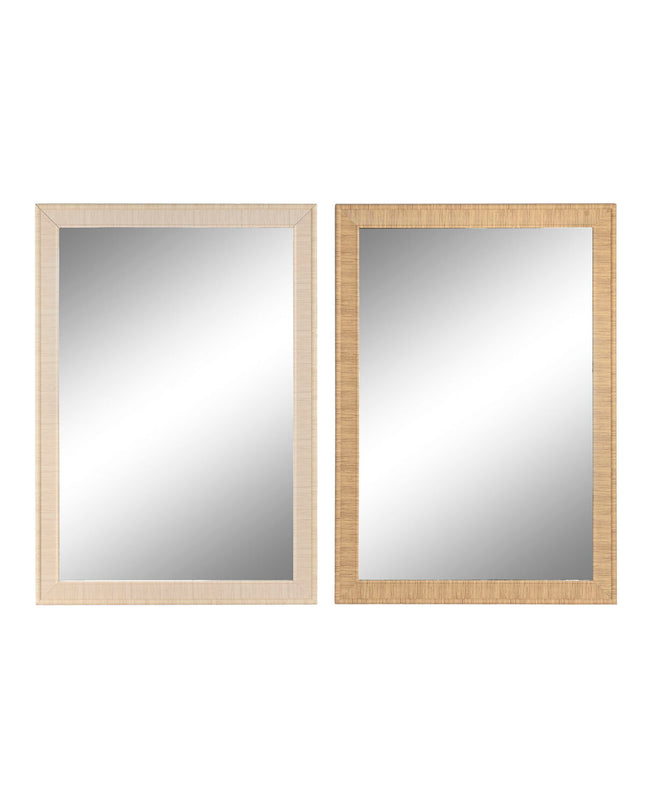 Pair of Home ESPRIT brown natural Scandi wall mirrors, 93.5 x 2.5 x 134 cm, stylish house decor for modern interiors.