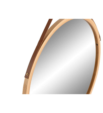 Home ESPRIT natural round wall mirror, 45x45 cm, with simple wooden frame, ideal for home decor and kitchen spaces.