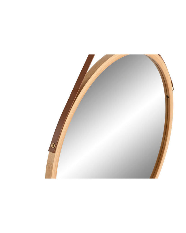 Home ESPRIT natural round wall mirror, 45x45 cm, with simple wooden frame, ideal for home decor and kitchen spaces.