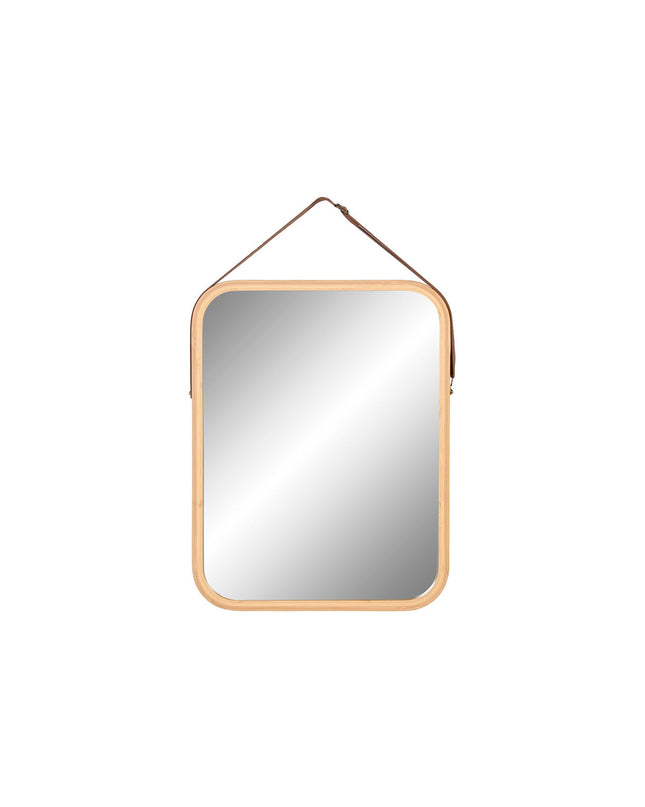 Home ESPRIT natural round wall mirror, 35x2x45 cm, with simple wooden frame for home decor and interior decoration.