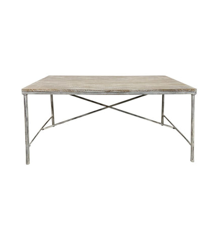 Home ESPRIT white dining table with iron legs and mango wood top, 160x90x80 cm, in a modern kitchen setting.