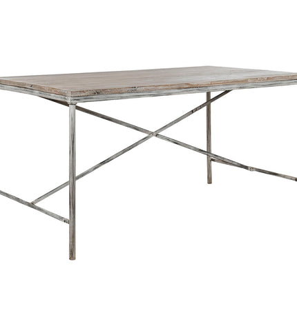 Home ESPRIT eettafel in wit with black iron legs and mango wood top, measuring 160x90x80 cm, in a modern dining room setting.