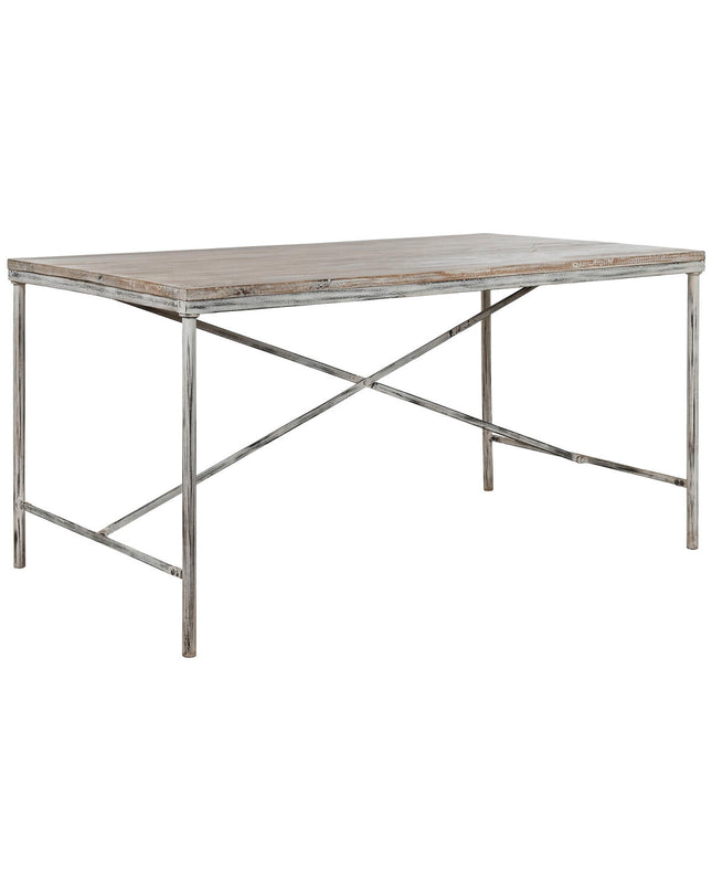 Home ESPRIT eettafel in wit with black iron legs and mango wood top, measuring 160x90x80 cm, in a modern dining room setting.