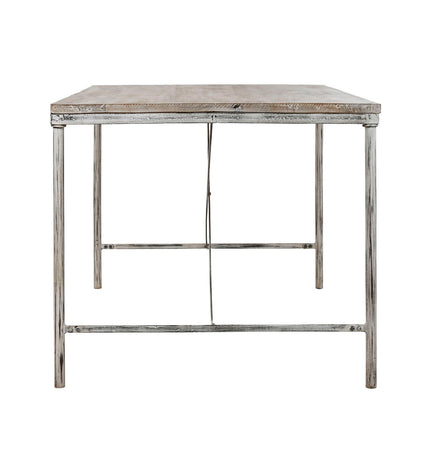 Home ESPRIT white dining table with iron and mango wood, 160x90x80 cm, showing surface detail and sturdy legs.