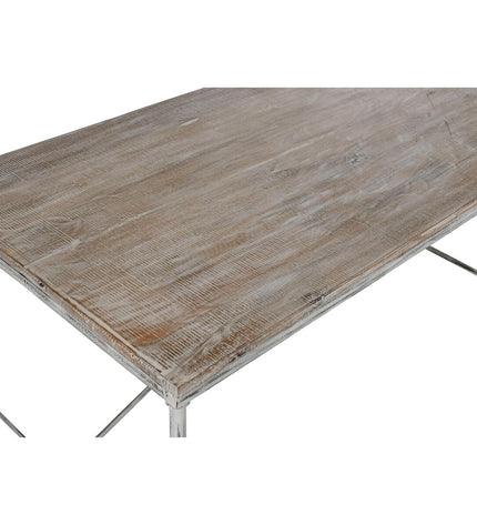 Home ESPRIT white dining table with iron and mango wood, measuring 160x90x80 cm, in a modern kitchen setting.