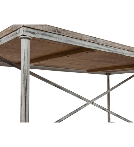 Home ESPRIT dining table with white top, iron legs, and mango wood surface, measuring 160 x 90 x 80 cm.