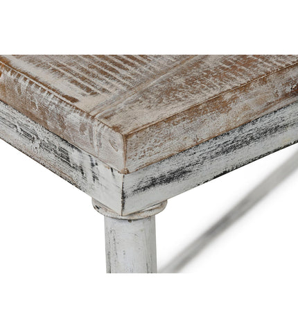 Home ESPRIT eettafel with white iron and mango wood, 160x90x80 cm, showcasing the sturdy table surface and modern design.