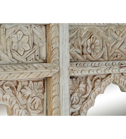 Home ESPRIT natural wall mirror, 160x12x110 cm, for home decor and interior design, shown hanging in a stylish living space.
