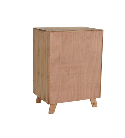Home ESPRIT nightstand in wood finish, measuring 48x35x66 cm, with a sleek design for bedroom or living space.