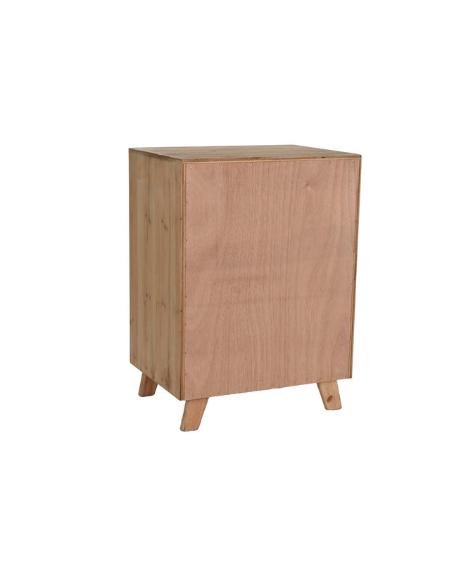 Home ESPRIT nightstand in wood finish, measuring 48x35x66 cm, with a sleek design for bedroom or living space.