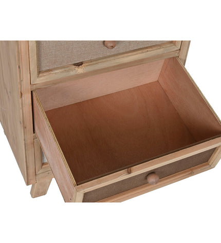 Home ESPRIT nightstand in light wood finish, measuring 48x35x66 cm, with a drawer and open storage space.