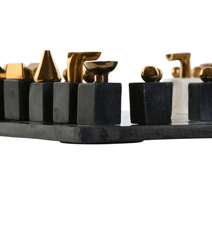 Home ESPRIT chess set with steel and granite pieces, ideal for playing chess at home with a stylish, durable design.