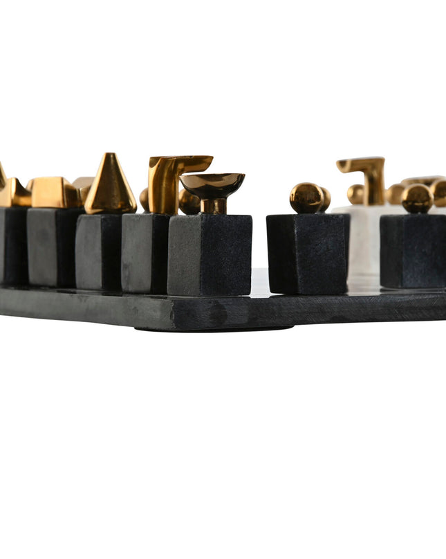 Home ESPRIT chess set with steel and granite pieces, ideal for playing chess at home with a stylish, durable design.