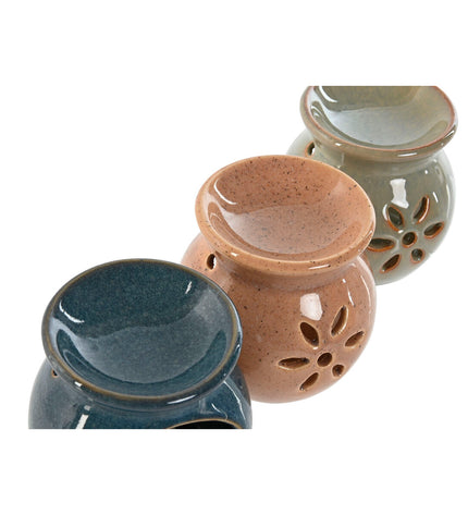 Home ESPRIT essential oil burner set with three decorative ceramic oil warmers, 11x6x24.5 cm, for home decor and aromatherapy.