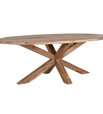 Home ESPRIT eettafel in teakhout, 220x120x78 cm, with a sturdy rectangular design and natural wood finish.