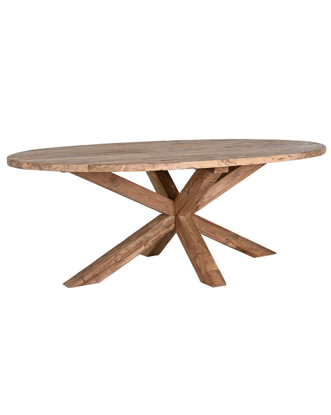 Home ESPRIT eettafel in teakhout, 220x120x78 cm, with a sturdy rectangular design and natural wood finish.