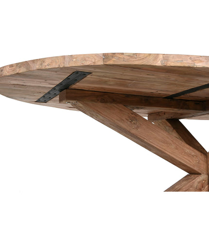 Home ESPRIT teakhouten eettafel, 220x120x78 cm, met houten tafelblad en stevige houten poten, geschikt voor huis en koken.