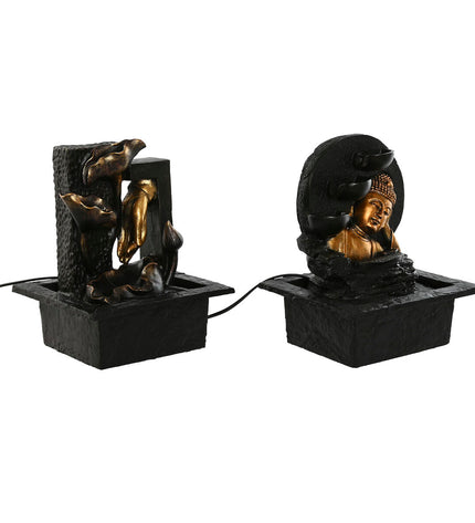 Two outdoor garden Buddha ornaments by Home ESPRIT, 21x19x27 cm, featuring bohemian and oriental decor styles.