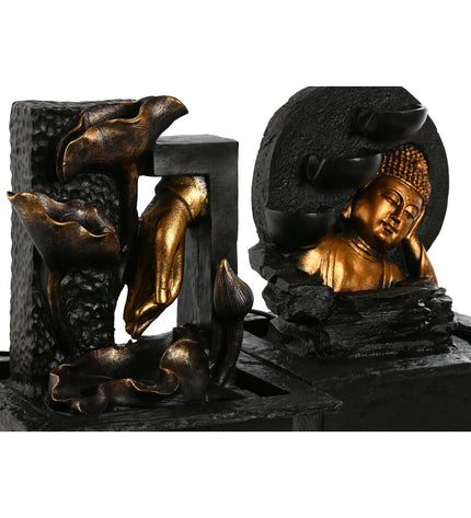 Pair of Home ESPRIT outdoor Buddha garden ornaments, 21x19x27 cm, featuring oriental design in natural stone finish for outdoor decor.