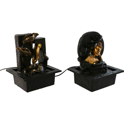 Pair of outdoor Buddha garden ornaments by Home ESPRIT, 21x19x27 cm, featuring oriental design in earthy tones.