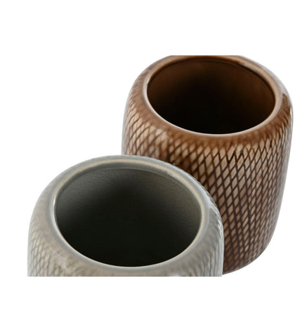 Home ESPRIT bruine en grijze keramische badhuis- en kookaccessoires, 8.5x8.5x10 cm, set van 2.