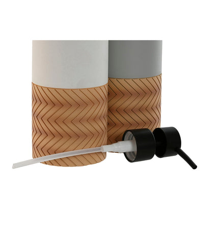 Home ESPRIT white and gray soap dispenser set made of natural polyethylene, 7.5x7.5x18.5 cm, suitable for bathroom and kitchen.