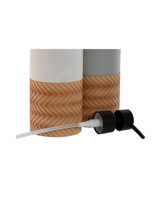 Home ESPRIT white and gray soap dispenser set made of natural polyethylene, 7.5x7.5x18.5 cm, suitable for bathroom and kitchen.