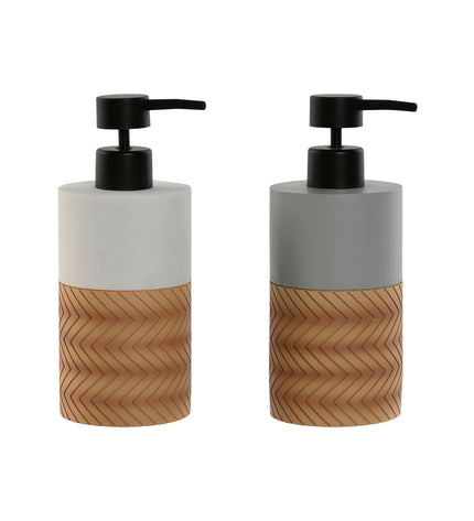 Pair of Home ESPRIT white and gray soap dispensers made of natural polyethylene, 7.5x7.5x18.5 cm, suitable for bathroom and home use
