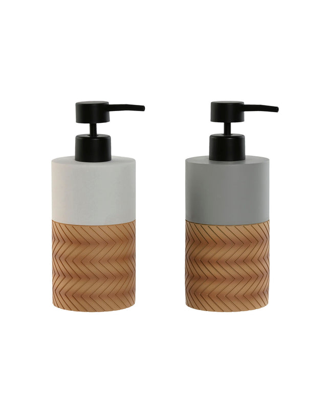 Pair of Home ESPRIT white and gray soap dispensers made of natural polyethylene, 7.5x7.5x18.5 cm, suitable for bathroom and home use