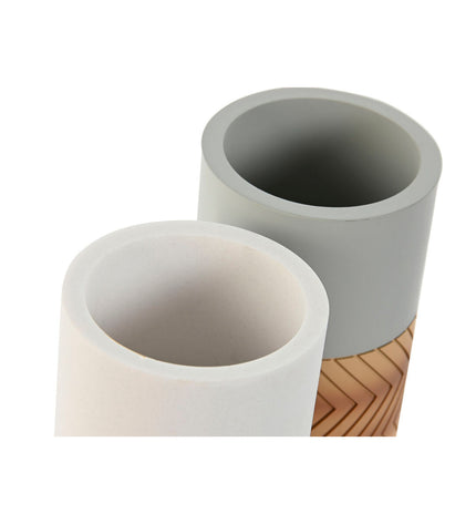 Pair of Home ESPRIT glass soap dishes in natural gray resin, 7x7x10.5 cm, designed for bathroom and kitchen use.