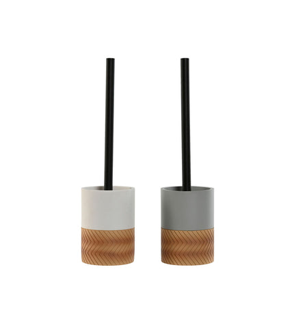 Pair of Home ESPRIT toilet brushes with gray handles and natural fiber bristles, 37 cm tall, suitable for bathroom cleaning.