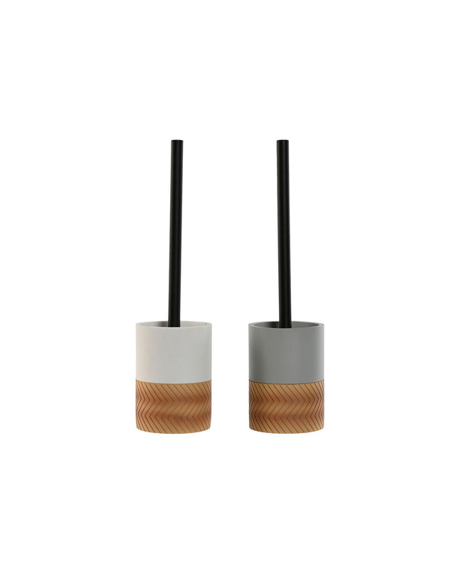 Pair of Home ESPRIT toilet brushes with gray handles and natural fiber bristles, 37 cm tall, suitable for bathroom cleaning.