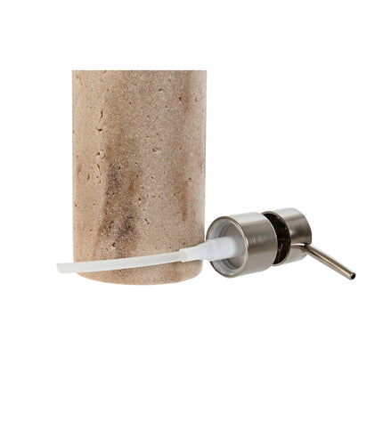 Home ESPRIT crème soap dispenser for bathroom and kitchen, silver-colored, made of resin and marble, measures 7x7x17.5 cm