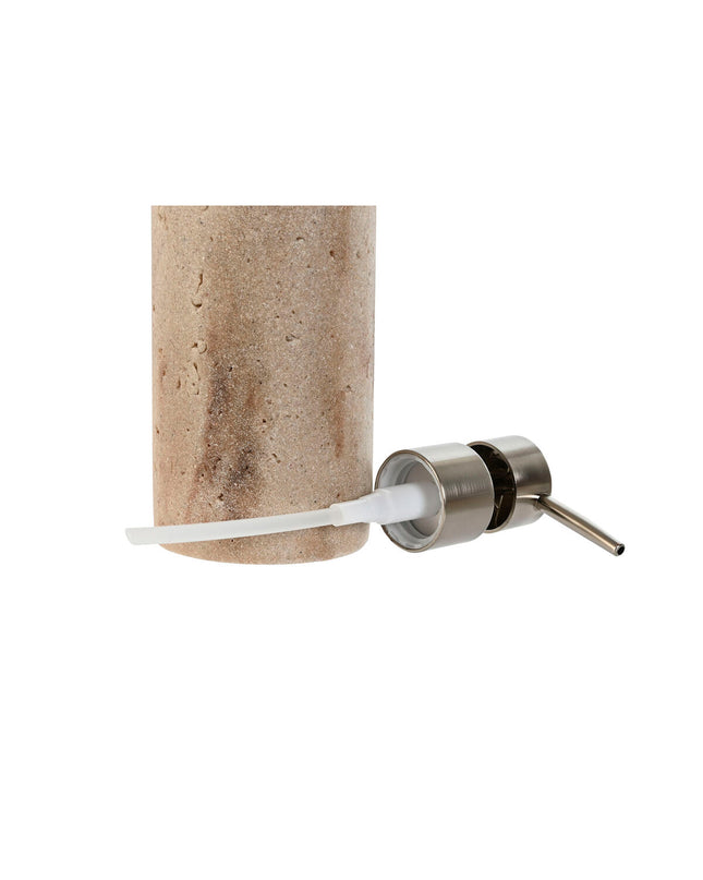 Home ESPRIT crème soap dispenser for bathroom and kitchen, silver-colored, made of resin and marble, measures 7x7x17.5 cm
