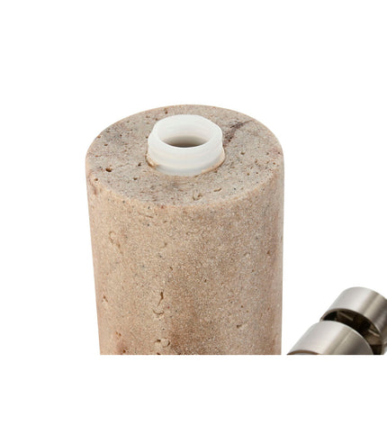 Home ESPRIT crème soap dispenser for bathroom, silver-colored resin with marble pattern, 7x7x17.5 cm, for home and kitchen use.