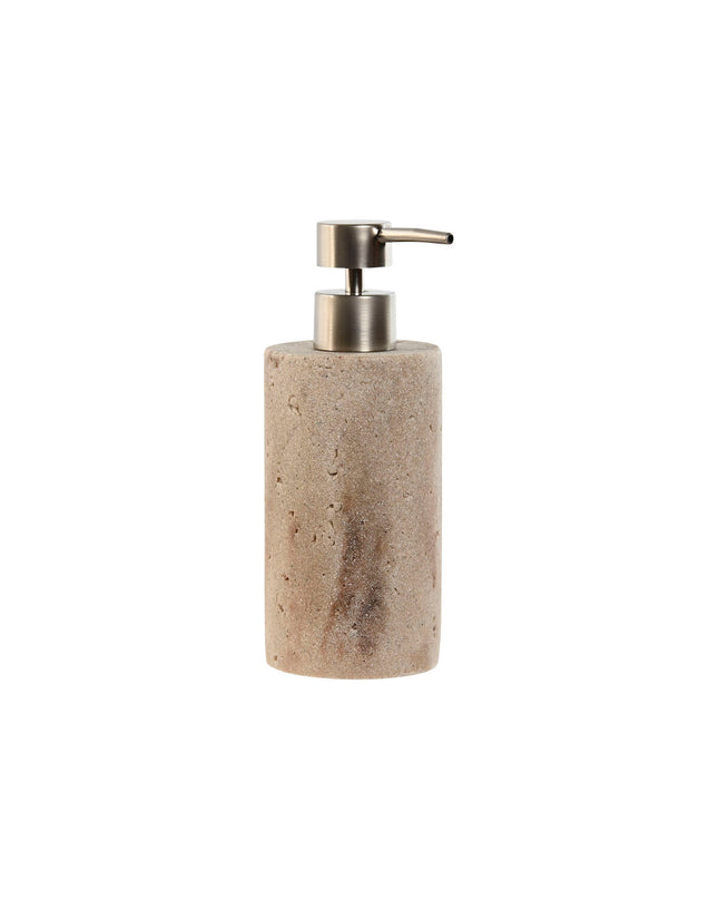 Home ESPRIT crème zinc soap dispenser with silver finish, marble-effect plastic, 7x7x17.5 cm for bathroom or home use