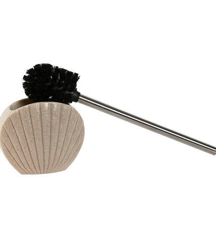 Pair of Home ESPRIT gray and cream toilet brushes with stainless steel handles, 37 cm tall, for bathroom cleaning.
