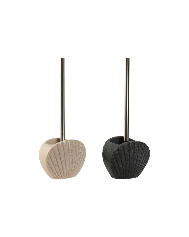 Home ESPRIT toilet brushes in gray and cream with stainless steel handles, set of two, designed for bathroom use.