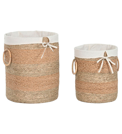 Home ESPRIT natural sea grass basket set, two-piece storage and organization baskets for home and kitchen use.