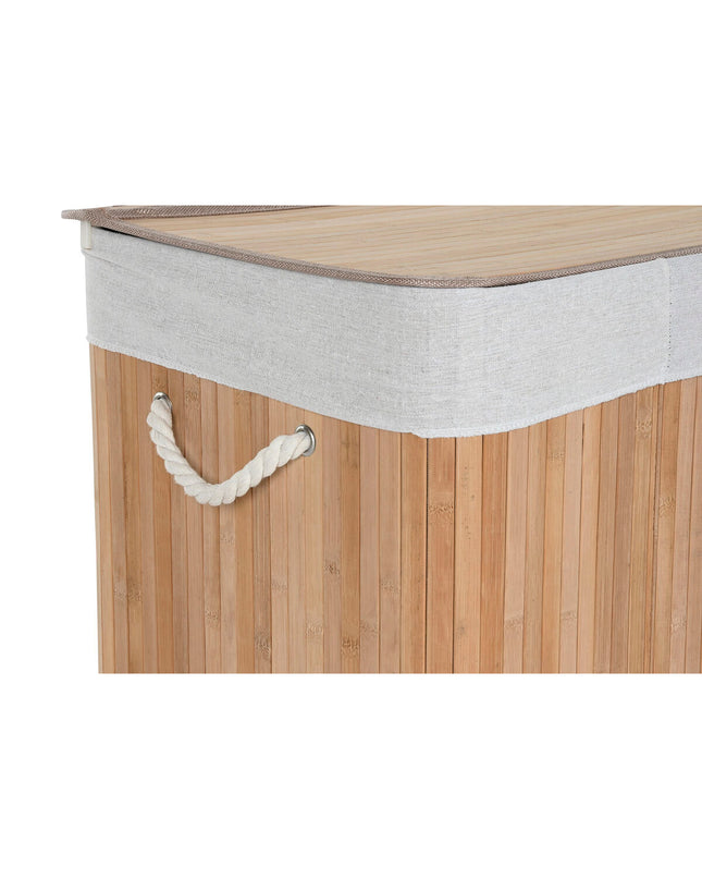 Home ESPRIT wicker laundry basket in natural bamboo, 140L capacity, measuring 60x40x60 cm for household storage and organization.