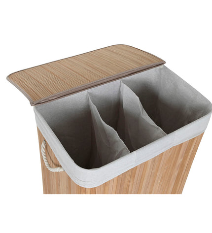 Home ESPRIT bamboo laundry basket with 140L capacity, natural finish, measuring 60x40x60 cm for home organization.