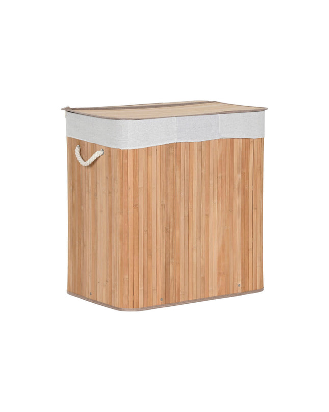 Home ESPRIT bamboo laundry basket with 140L capacity, natural finish, measuring 60x40x60 cm for home organization.