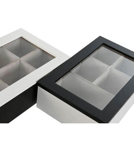 Home ESPRIT infusion box set with black metal, crystal accents, wood MDF; 23x15x6.5 cm for storing coffee and tea infusions.