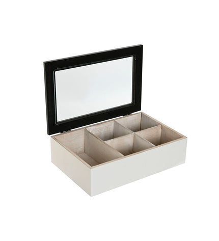 Home ESPRIT infusion box set with black metal and crystal accents, wooden MDF, 23x15x6.5 cm, for home brewing and tea storage.