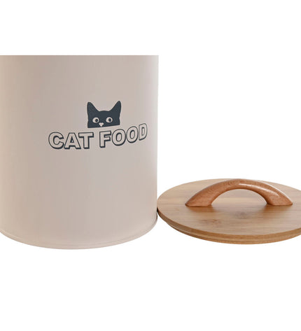 Beige Home ESPRIT 2.5L animal feed jerrycan for cats, made of natural material, with a secure lid and sturdy handle.