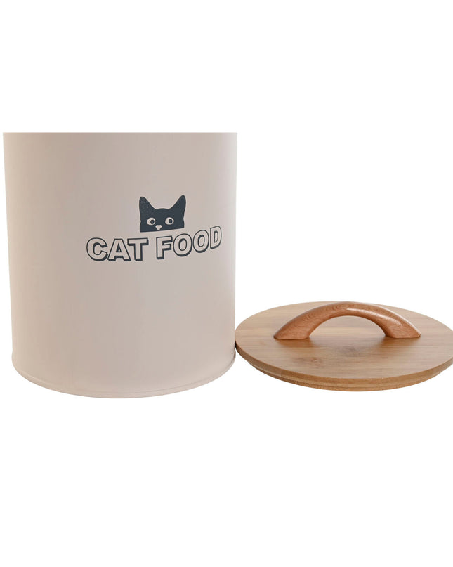 Beige Home ESPRIT 2.5L animal feed jerrycan for cats, made of natural material, with a secure lid and sturdy handle.