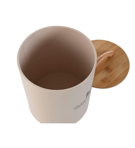 Home ESPRIT beige 2.5L animal feed jerrycan for cats, made of natural plastic, showing a sturdy container with a spout.