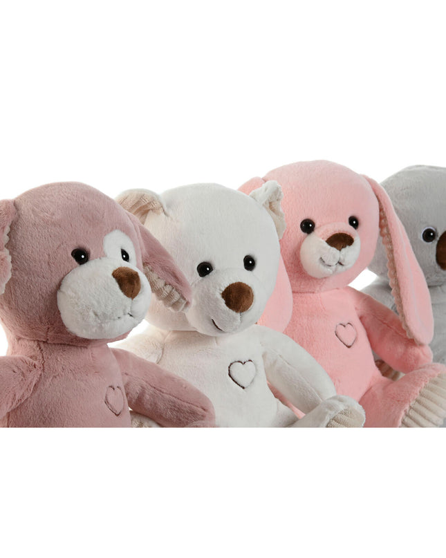 Four soft plush animal toys from Home ESPRIT in white, brown, gray, and pink, measuring 25x20x28 cm, for children’s play.
