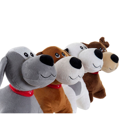 Home ESPRIT soft dog plush toys in white, brown, and gray, 22x21x26 cm, set of 4, ideal for cuddling and play.